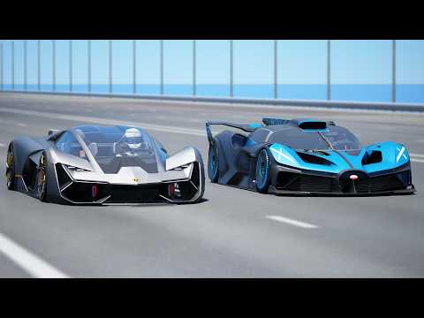 10,000 HP!!! Lamborghini Terzo Millennio vs Bugatti Bolide | DRAG & TRACK RACE