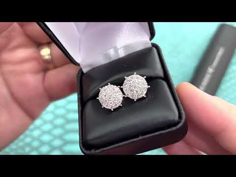 WOW 1.25 Carat Sunburst Genuine Diamond Earrings 10K Gold
