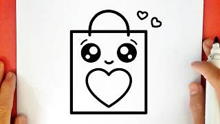 Como desenhar uma SACOLA DE COMPRAS KAWAII