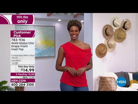 IMAN Global Chic DrapeFront Inset Top