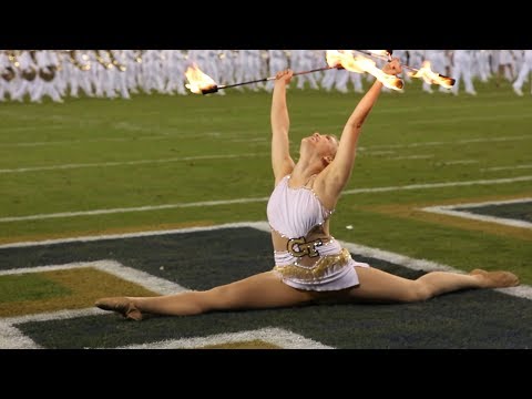 Georgia Tech's Golden Girl Juggles Fire Batons