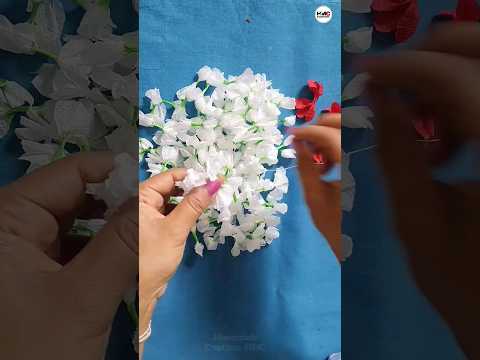 How to Make Tissue Paper Jasmine Flowers /DIY Artificial Paper Flower Garland #youtubeshorts #shorts