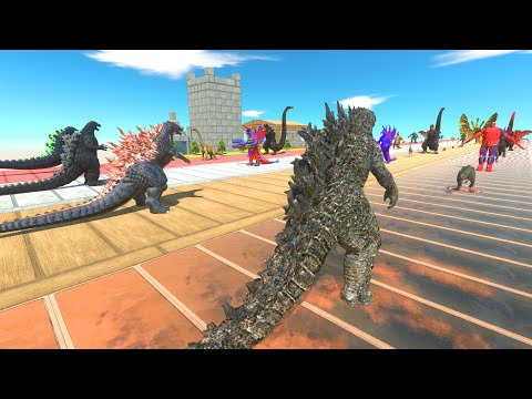 4x GODZILLA + HEISEI GODZILLA + SUPER GODZILLA + GOJIRA DEATH RUN - Animal Revolt Battle Simulator