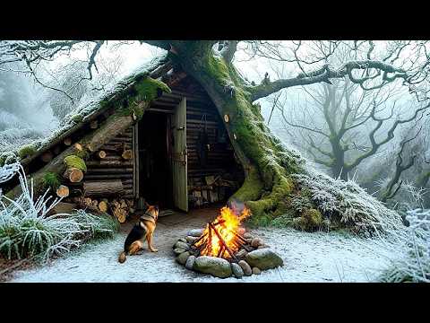 Building A STRONG Log Cabin Shelter In The Wilderness