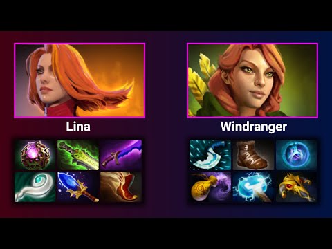 Lina vs Windranger Mid Matchup (top 500 Europe) patch 7.32d (only laning phase)