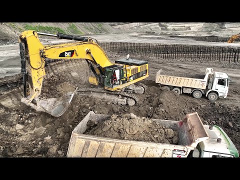 Caterpillar 385C And Liebherr 964 Excavators Loading Mercedes & MAN Trucks - Sotiriadis/Labrianidis