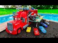 Disney Pixar Cars Falling Into Deep Pool Lightning McQueen Tow Mater Mack Sally Francesco