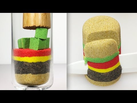 Most Satisfying Kinetic Sand Burger Video | Sand Cutting | ASMR Video