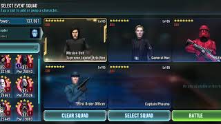 SWGOH GL Kylo SLKR event Tier 4 100% Win