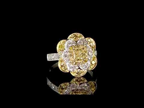 18k White/Yellow Gold Fancy Yellow Diamond Ring