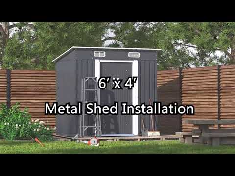 How to Assemble Jaxpety 4 x 6 ft Metal Yard Tool Shed Outdoor Storage Shed （Animation）| HG61X0561