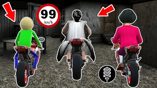 Granny, Scary Teacher and Baldi rides motorcycles - funny horror animation parody (p.368)