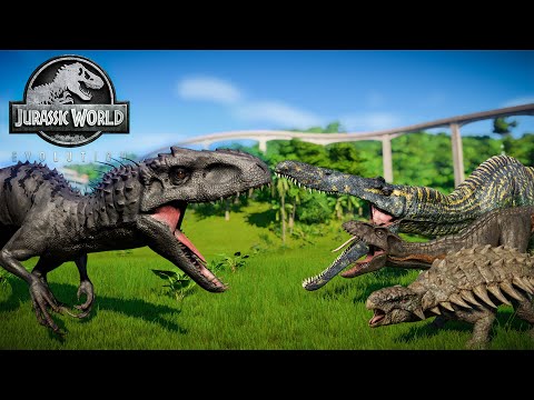 Indominus Rex Vs Indoraptor, Ankylosaurus, Suchomimus - Jurassic World Evolution