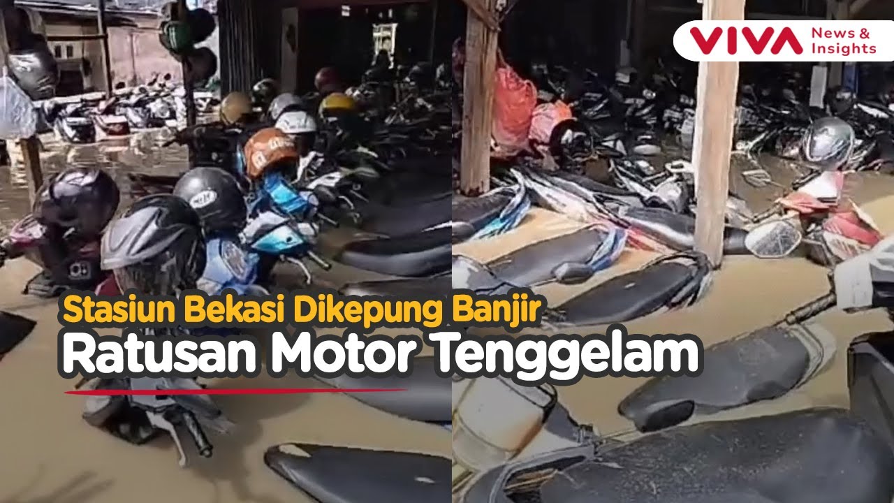 Ratusan Motor Pekerja di Penitipan Terendam Banjir Sekitar Stasiun Bekasi