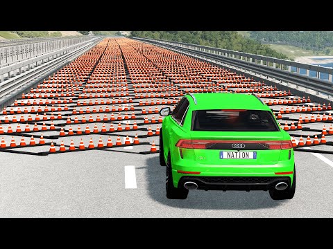 Cars vs 100 Spike Strips – BeamNG.Drive