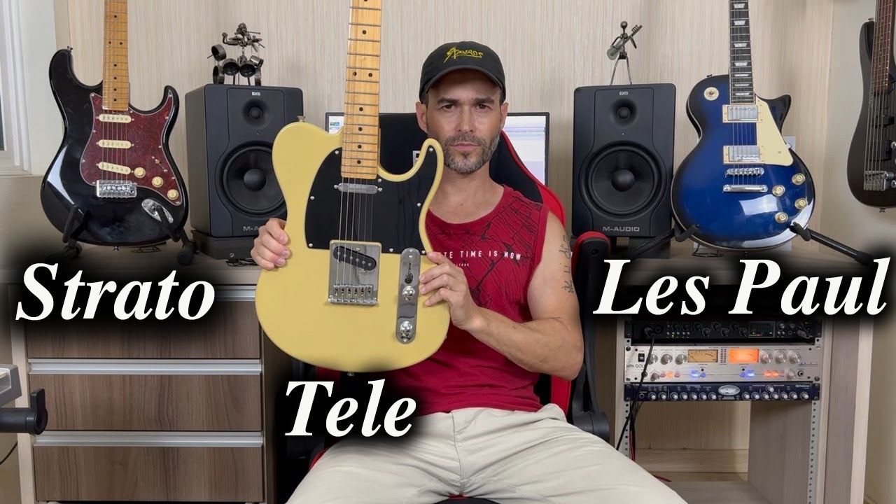 Comparação Guitarra Strato, Tele e Les Paul! Qual vc escolhe?