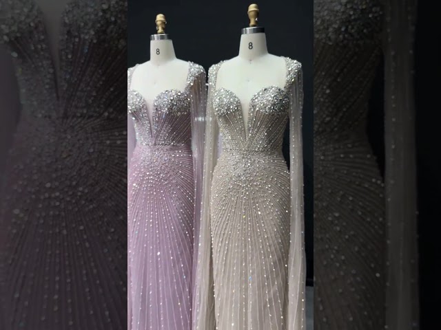 فستان سهرة فاخر مطرز وأنيق للمناسبات وحفلات الزفاف