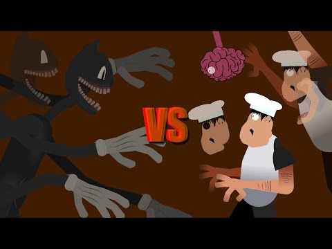 Cartoon Cat vs Fake Peppino (Trevor Henderson Mythos vs Pizza Tower) - Sticknodes Animation!