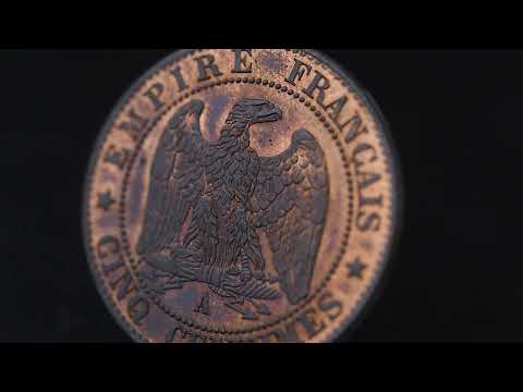 Francja, Napoleon III, 5 Centimes, 1863, Paris, Brązowy, NGC, MS64RB