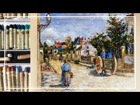Oil Pastel Street Landscape Painting | Master Study | Pissarro
