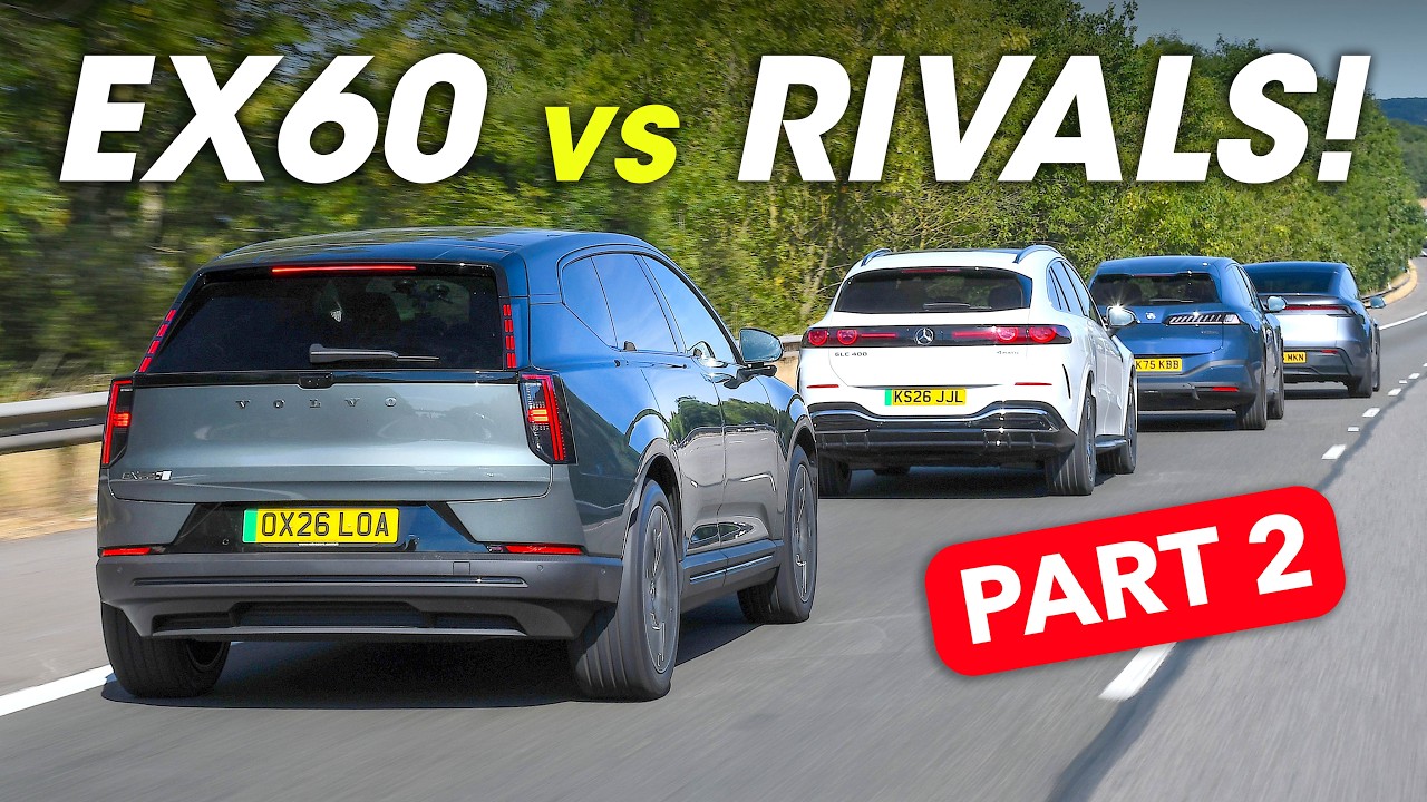 Volvo EX60, BMW iX3, Mercedes GLC and Tesla Model Y lined up for a range test