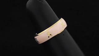 Breast Cancer Awareness Pink Enamel Inscribed Ribbon Eternity Band