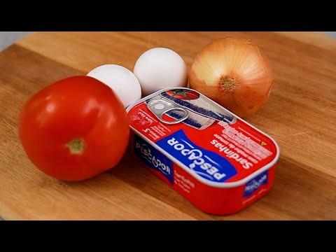 Sardines, eggs and tomatoes taste better than meat! Quick breakfast in minutes