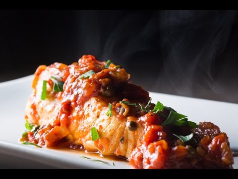 Tomato Sauce Poached Halibut