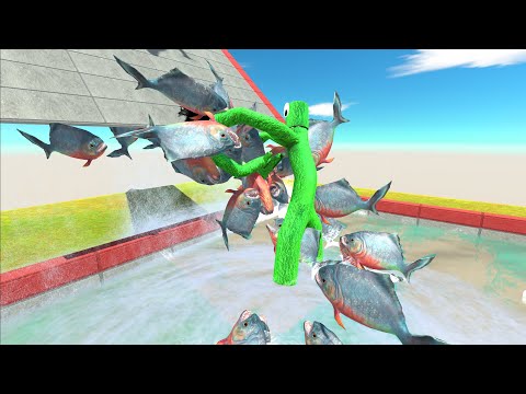 Falling Down The Stairs Into The Piranha Pool - Animal Revolt Battle Simulator