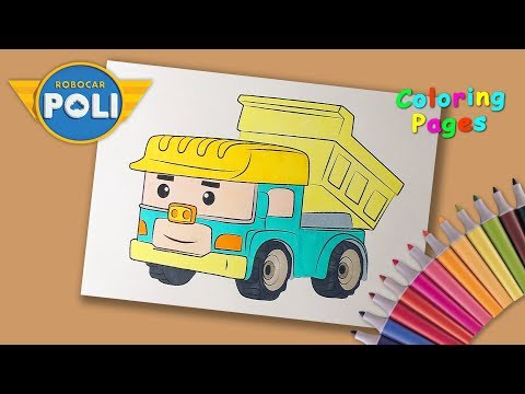 Robocar Poli Coloring Pages for kids. Coloring Dumpy. Robocar Poli and his friends. Video