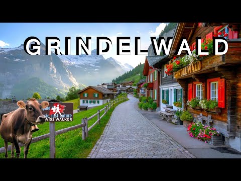 Walking Tour of Grindelwald, Switzerland 🇨🇭 in 4K | Peaceful Swiss Alps Village