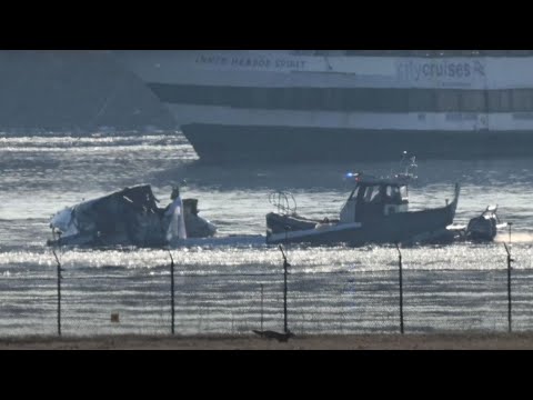 Part of the wreckage seen as crews continue recovery operations after Washington DC air crash | AFP