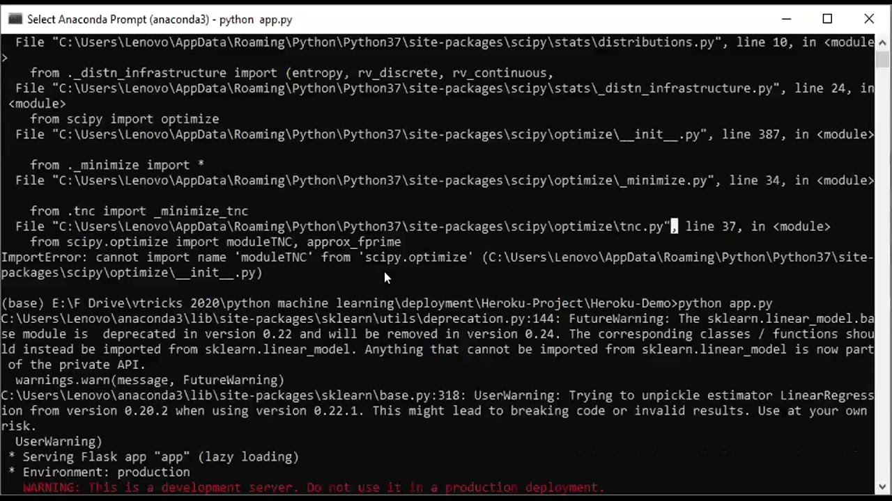 cannot import name 'moduleTNC' from 'scipy optimize'