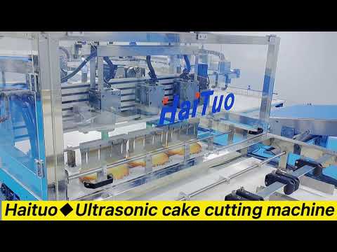 Inline Ultrasonic round cake cutting machine cut 3 cakes at the same time
