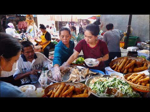Breakfast And Fresh Food Compilation In Cambodian Morning Market