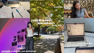 MIDTERM SEASON STUDY VLOG 🎧ྀི♡☕ time to LOCK in, super motivating and productive, exam study tips