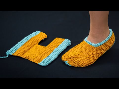 Simple knitted slippers from one swatch for beginners!