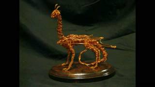 Small Amber-Colored Dragon Wire Sculpture