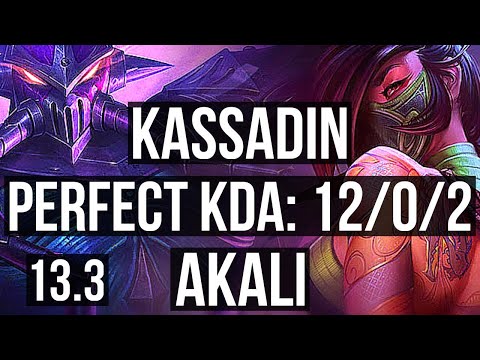 KASSADIN vs AKALI (MID) | 12/0/2, 2.3M mastery, 1300+ games, Legendary | KR Master | 13.3