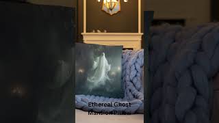 Halloween Throw Pillow Ethereal Ghost Mansion Cushion #halloween #throwpillow #halloween2023 by The Johno Show