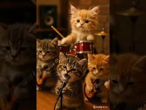 The Cute cats #kittens #catband #adorablekittens #cuteanimals #musiclovers #kittenparty #catplay