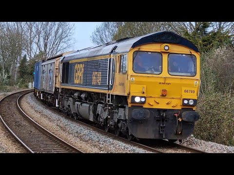GBRf 66749 'Christopher Hopcroft MBE' Passes Warminster on a MOD Train 10/04/23