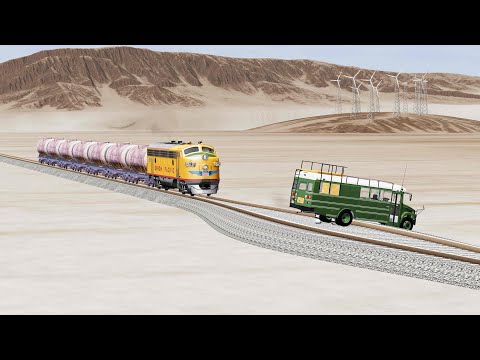 Impossible wide Rail Tracks vs Trains crossing - Beamng Drive