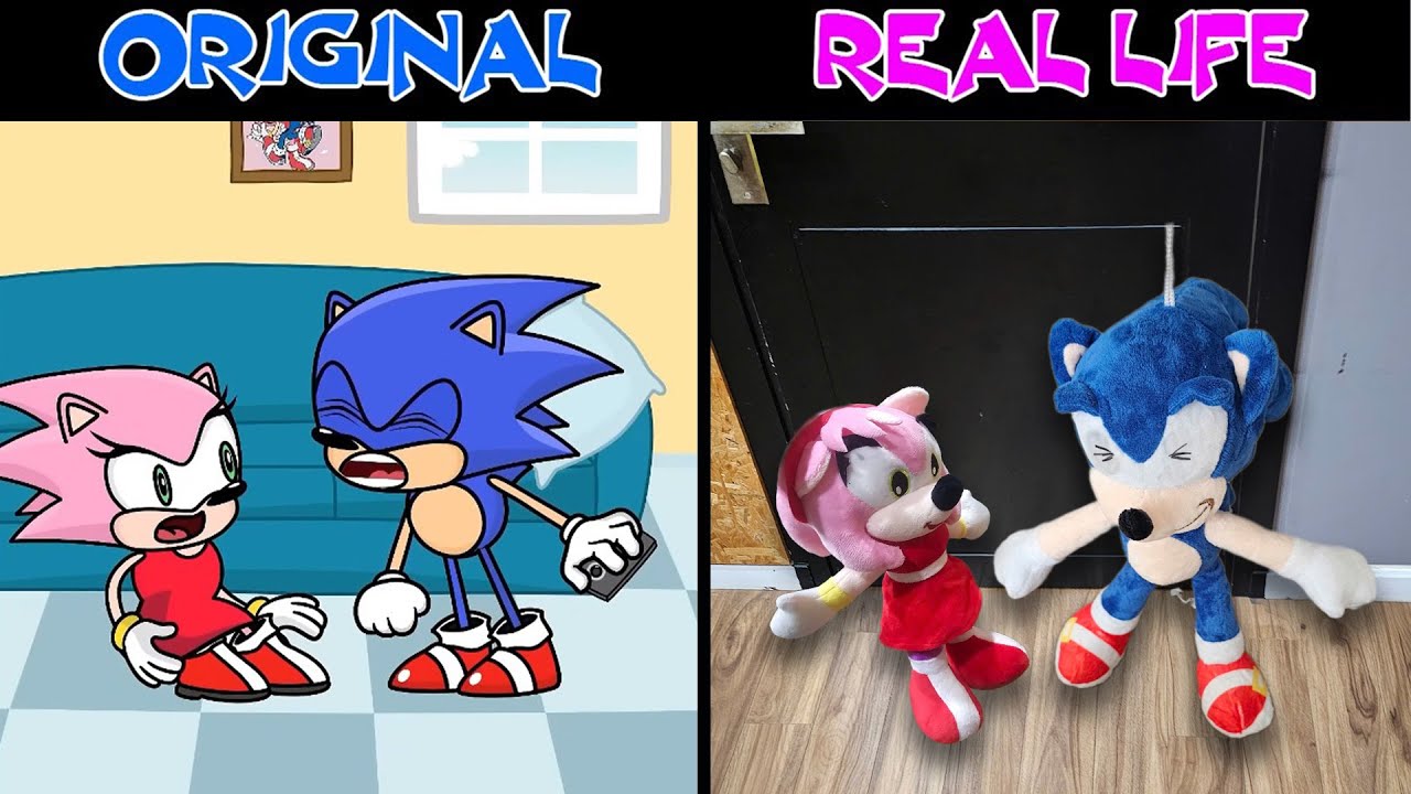 Please Stop..! SONIC Scolds AMY ROSE !!! | Sonic The Hedgehog 3 Animation | Original vs Plush Toys