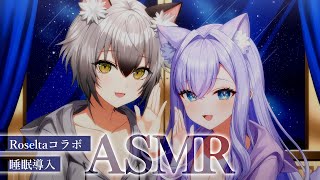 開演~素敵な配信画面 - 【ASMR】#Roselta 眠れるASMR睡眠導入コラボ【白雪みしろ┊猫瀬乃しん】