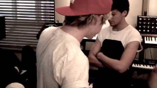 One Direction and Ida LaFontaine in the studio.