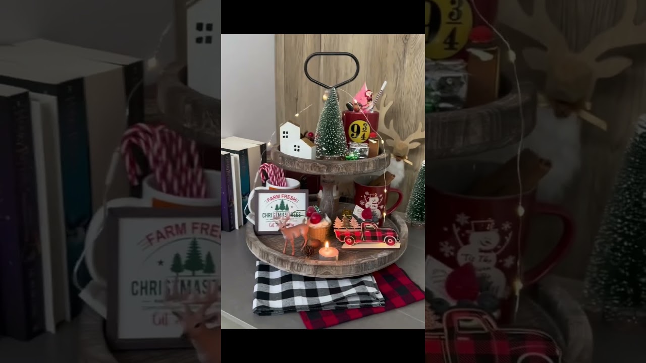Christmas Decor for Home 2022  - Amazon Tiered Tray Bundle - Farmhouse Vintage Decorations