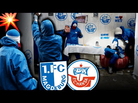 Wie Hansa-Ultras den (gesamten) Gäste-Block in Magdeburg tapezierten...