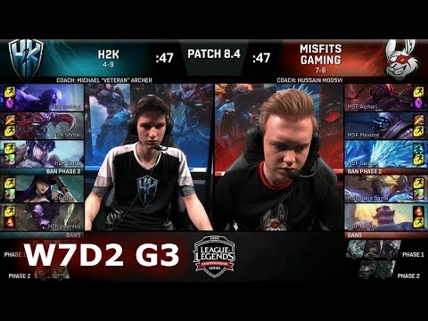 H2K Gaming vs Misfits | Week 7 Day 2 of S8 EU LCS Spring 2018 | H2K vs MSF W7D2 G3