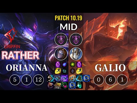 GRF Rather Orianna vs Galio Mid - KR Patch 10.19
